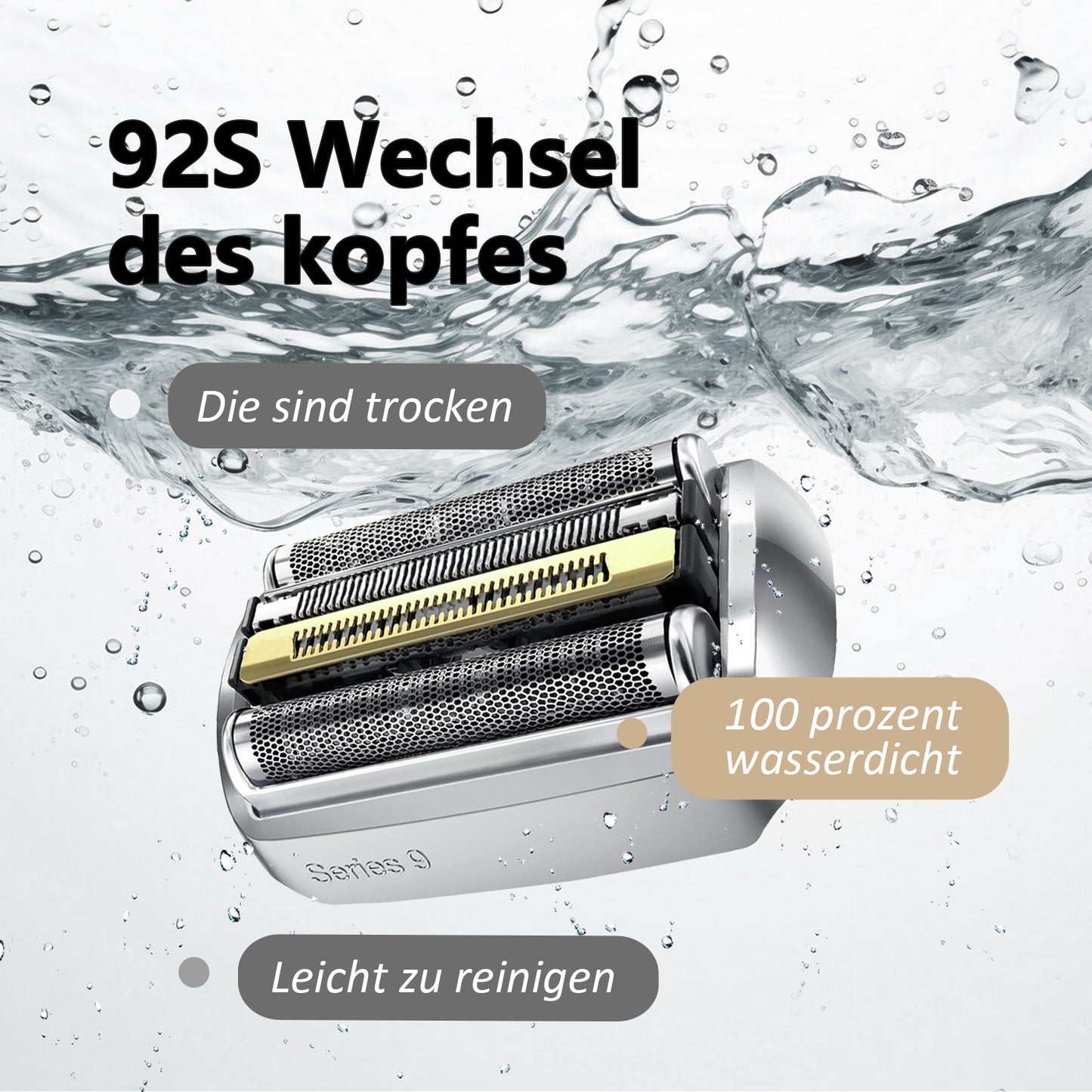 92S Series 9 Electric Shaver Replacement Head Accessories for S9 Foil & Cutter Razor Heads, Applicable for S9 9290cc, 9291cc, 9370cc, 9293s, 9385cc, 9390cc, 9330s, 9296cc Etc.