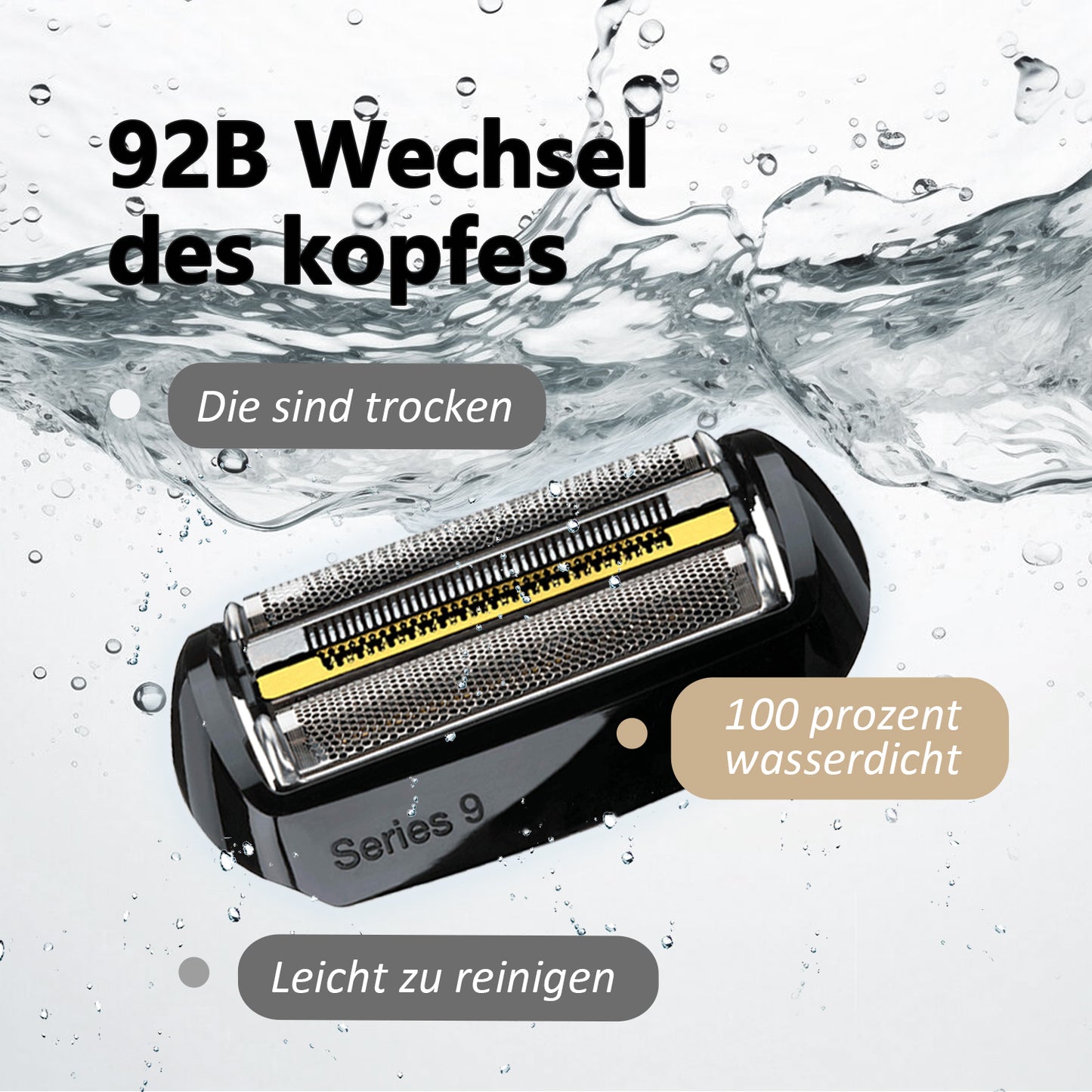 92B Electric Replacement Shaver Head Accessories for Series 9 Shaving Razor Head, Suitable for  S9 9290cc, 9291cc, 9370cc, 9376cc, 9293s, 9260s, 9295cc, 9385cc.