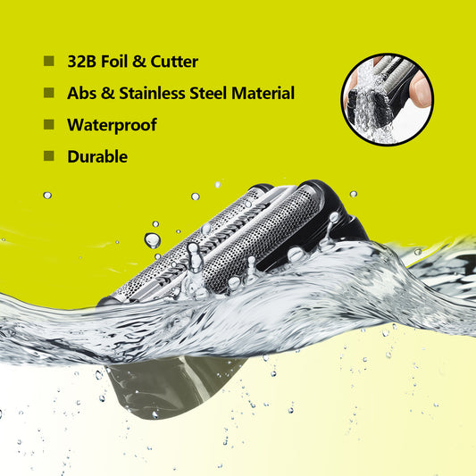 2Pack 32B Series 3 Electric Shaver Replacement Head Accessories for Braun S3 Foil & Cutter Razor Heads, Applicable for S3 3040s 3010s 310s 3000s 3050cc 3080s 390cc Etc