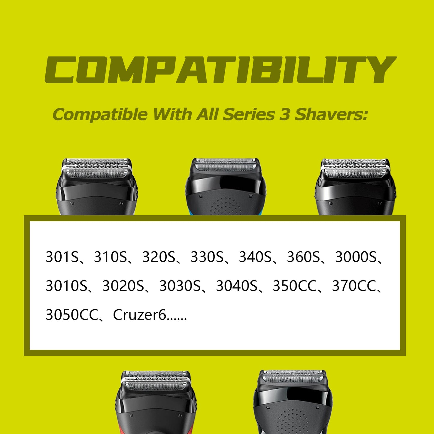 2Pack 32B Series 3 Electric Shaver Replacement Head Accessories for Braun S3 Foil & Cutter Razor Heads, Applicable for S3 3040s 3010s 310s 3000s 3050cc 3080s 390cc Etc
