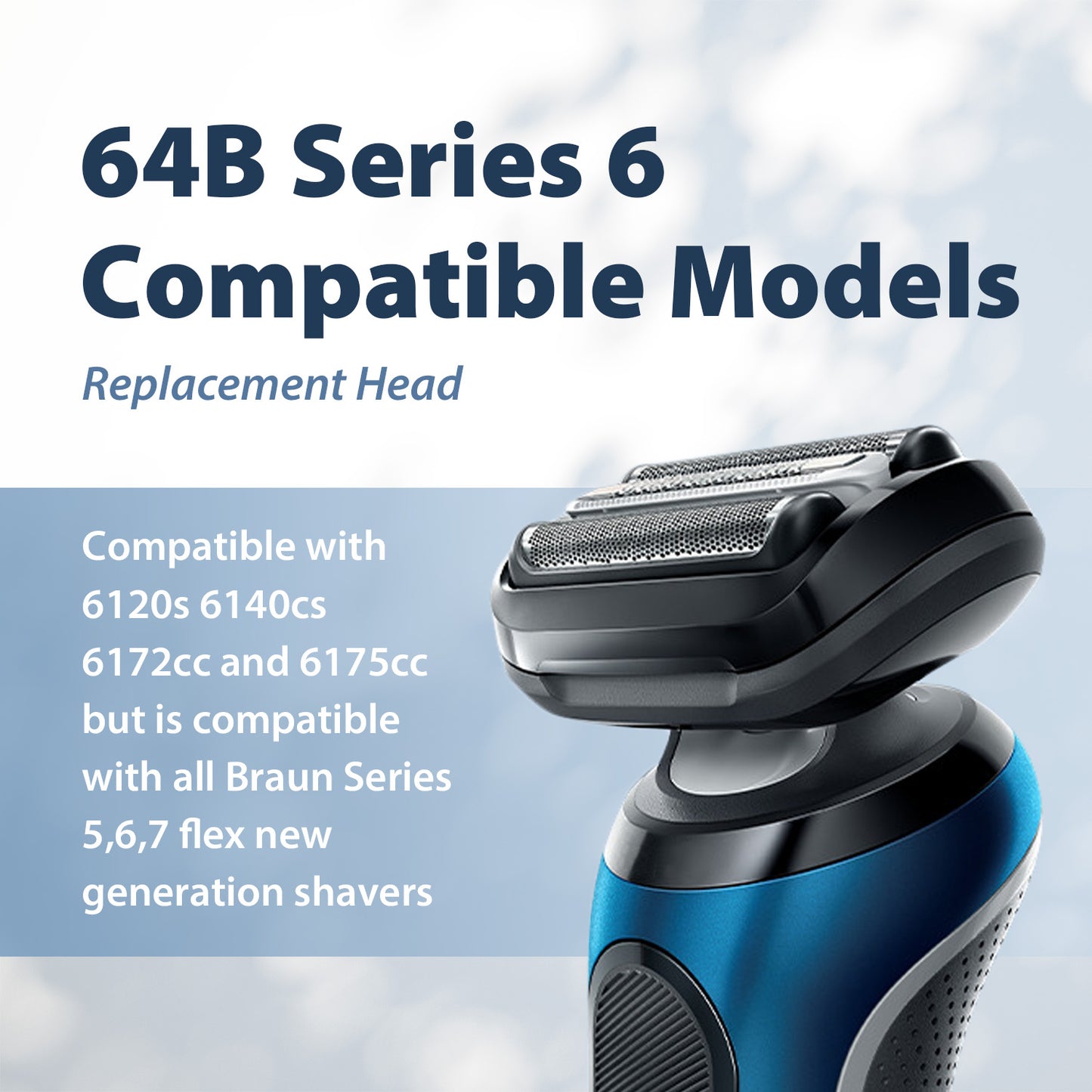 64B Replacement Shaver heads Compatible with Series 6 Replacement Head,suitable for 6120s, 6140cs, 6172cc, and 6175cc.