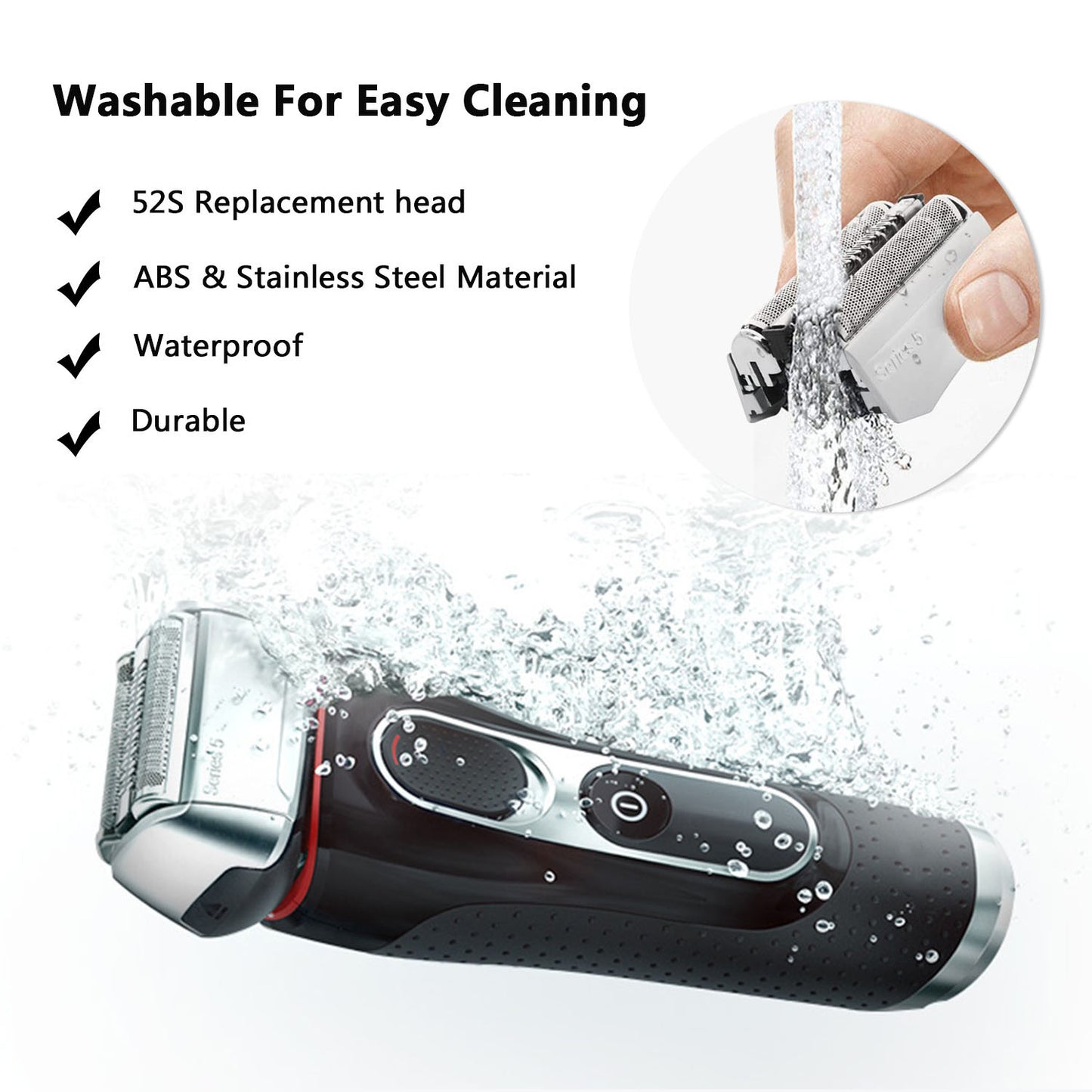 52S Series 5 Replacement Head Shaver Head Accessories for Series5 Shaving Razor Head, Suitable for  S5 5190cc 5090 5020.