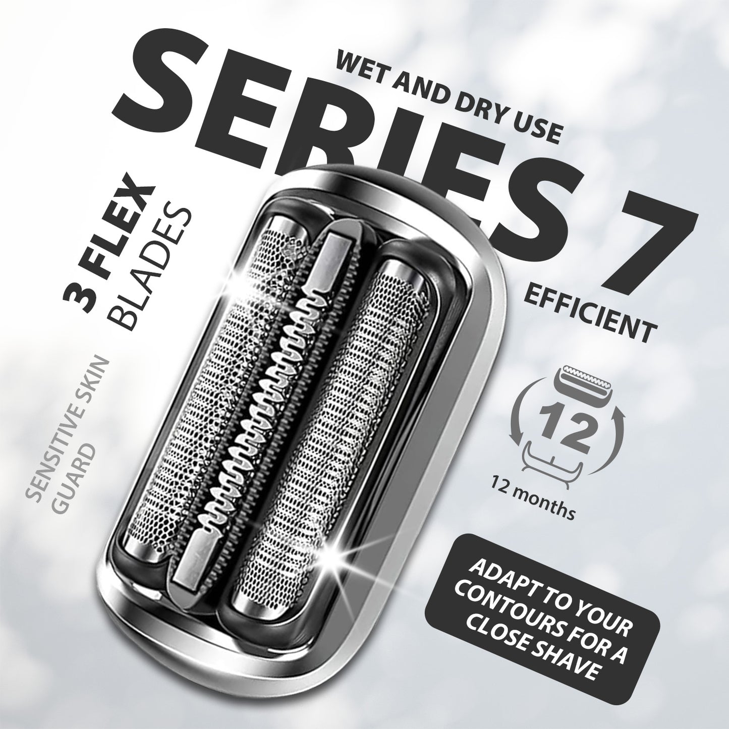 74S Replacement Shaver heads Compatible with Series 7 Replacement Head,suitable for 7120s, 7125s, 7127cs, 7171cc, 7175cc, 7185cc and 7189cc.