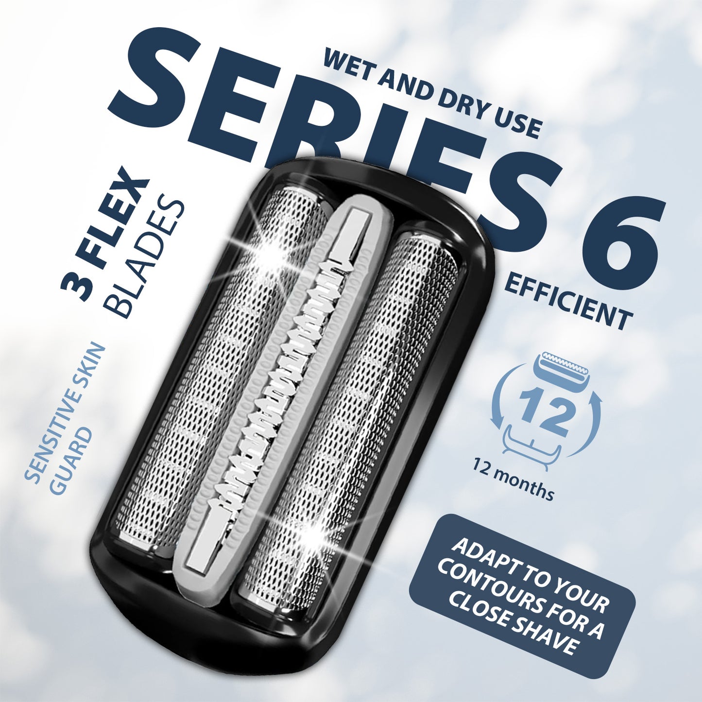 64B Replacement Shaver heads Compatible with Series 6 Replacement Head,suitable for 6120s, 6140cs, 6172cc, and 6175cc.