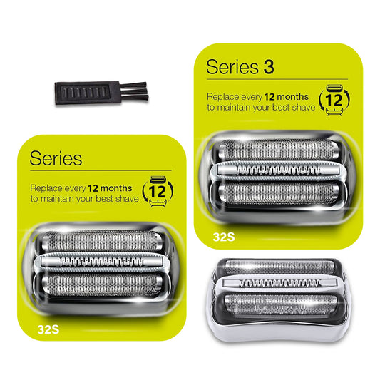 2Pack 32S Series 3 Electric Shaver Replacement Head Accessories for Braun S3 Foil & Cutter Razor Heads, Applicable for Braun S3 3040s 3010s 310s 3000s 3050cc 3080s 390cc Etc
