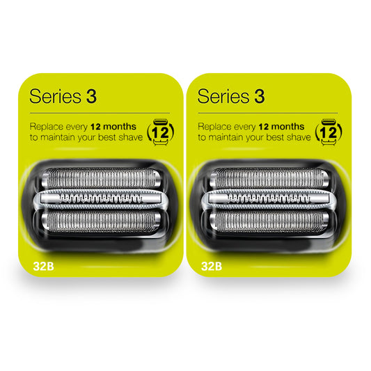 2Pack 32B Series 3 Electric Shaver Replacement Head Accessories for Braun S3 Foil & Cutter Razor Heads, Applicable for  S3 3040s 3010s 310s 3000s 3050cc 3080s 390cc Etc