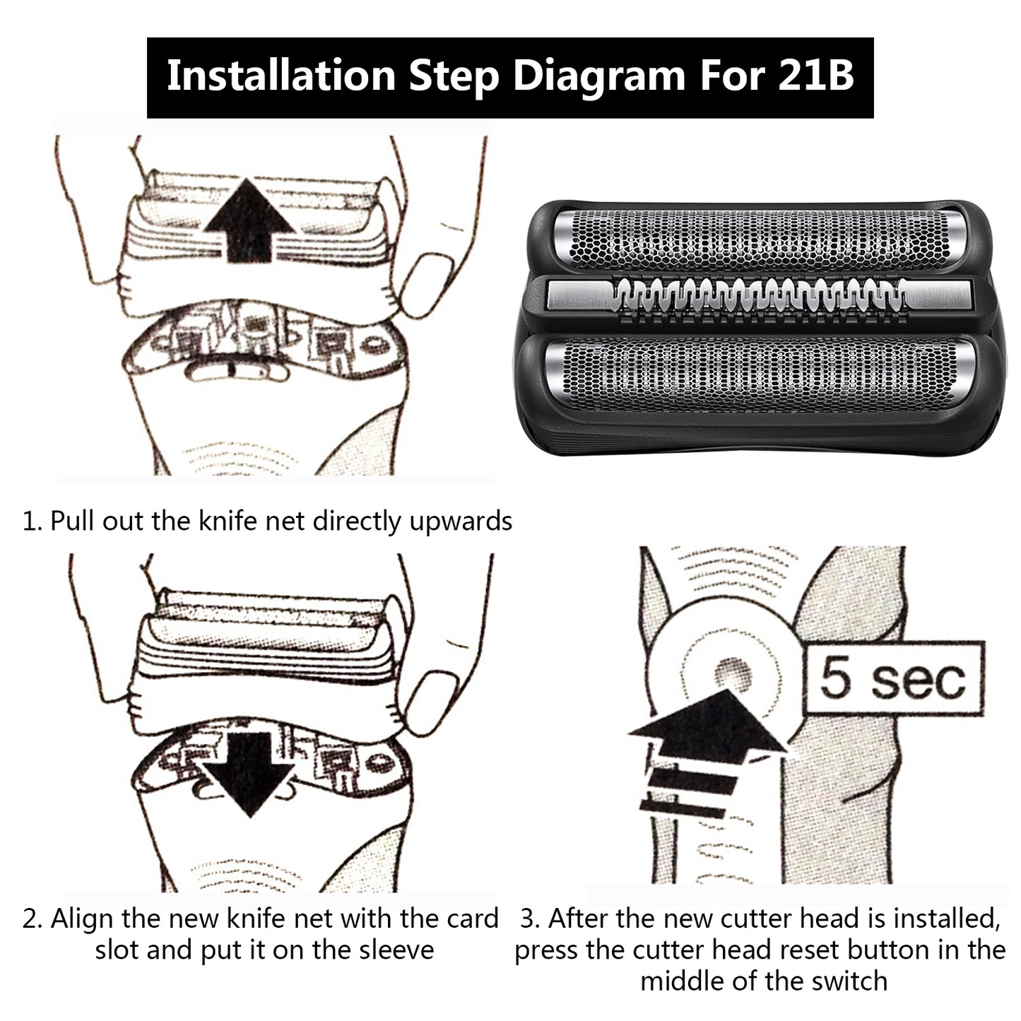 2Pack 21B Series 3Shaving Replacement Head, Foil & Cutter Razor Head Suitable for All  S3 Shaver Replacement Heads, Compatible with  3040s 300s, 310s, 320s, 3050cc 360s 370cc-4, 3090cc Etc.