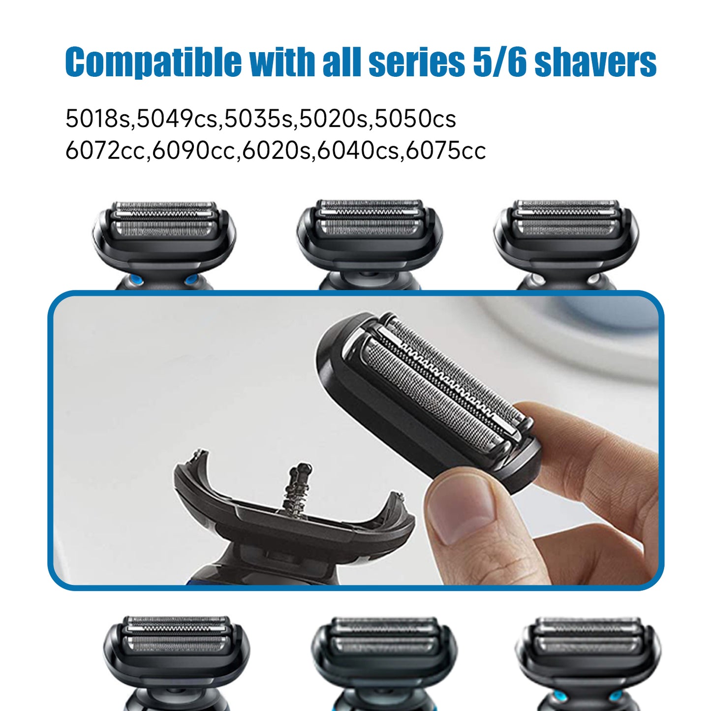 Series 5/6 53B Replacement Head Shaver Head Accessories for  Series 5 Shaving Razor Head, Suitable for  S5 5020cs 5018s 5035s 5049cs 5050cs 6020s 6040cs 6075cc 6072cc 6090cc.